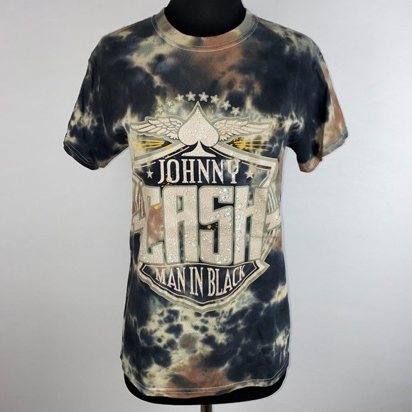 Johnny Cash S Man In Black Multicolor Tie Dye Graphic T-Shirt Tee Short Sleeve - Picture 1 of 12